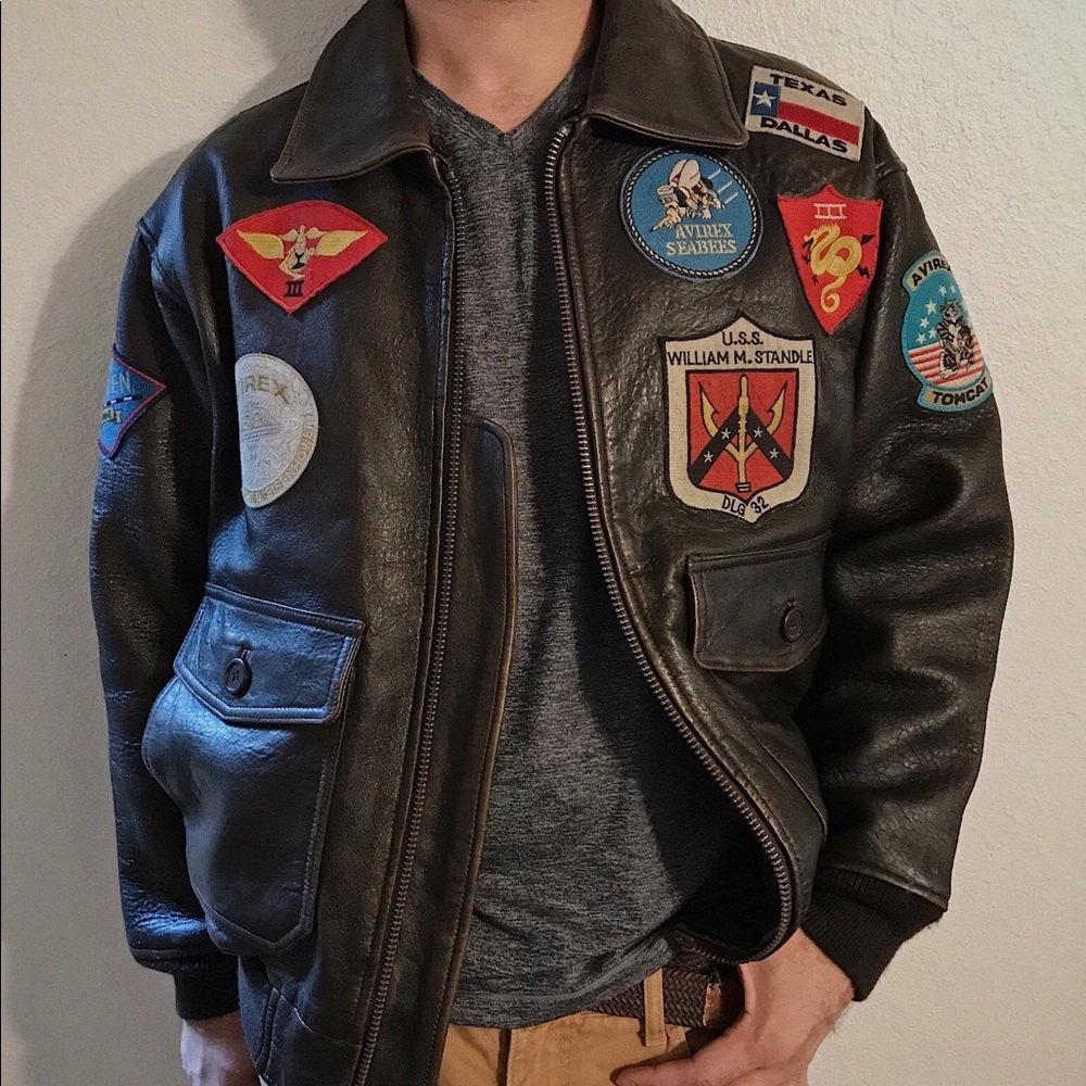 Avirex Vintage Leather Jacket w/ Patches